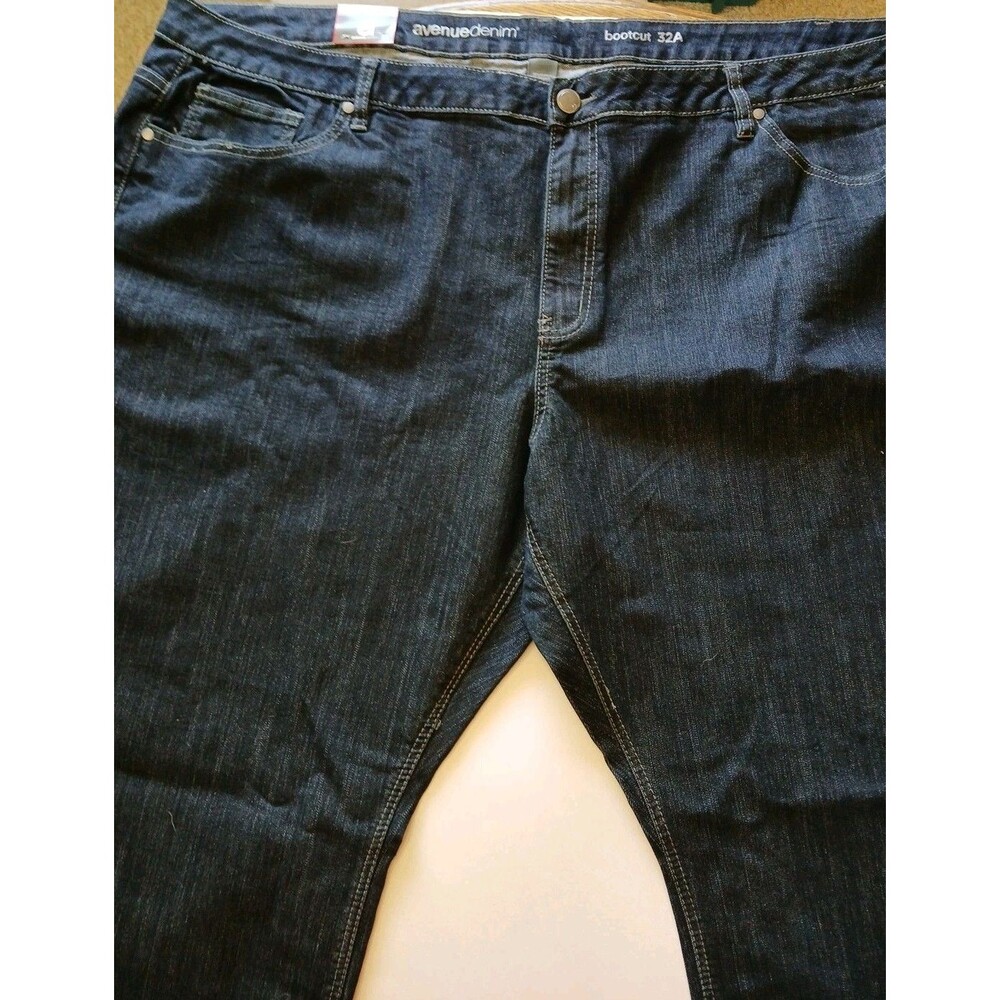 Avenue Denim Dark Wash Bootcut 32A Womens Plus Size Blue Jeans NEW